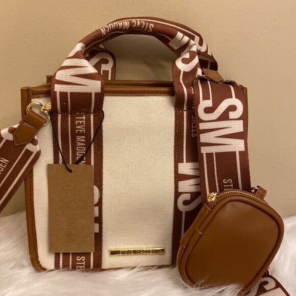NWT Steve Madden Crossbody/Canavs/Tote w/AirPod Case -Cognac - Picture 10 of 12